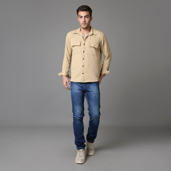 Solid Pattern Low Crotch Fit Jeans
