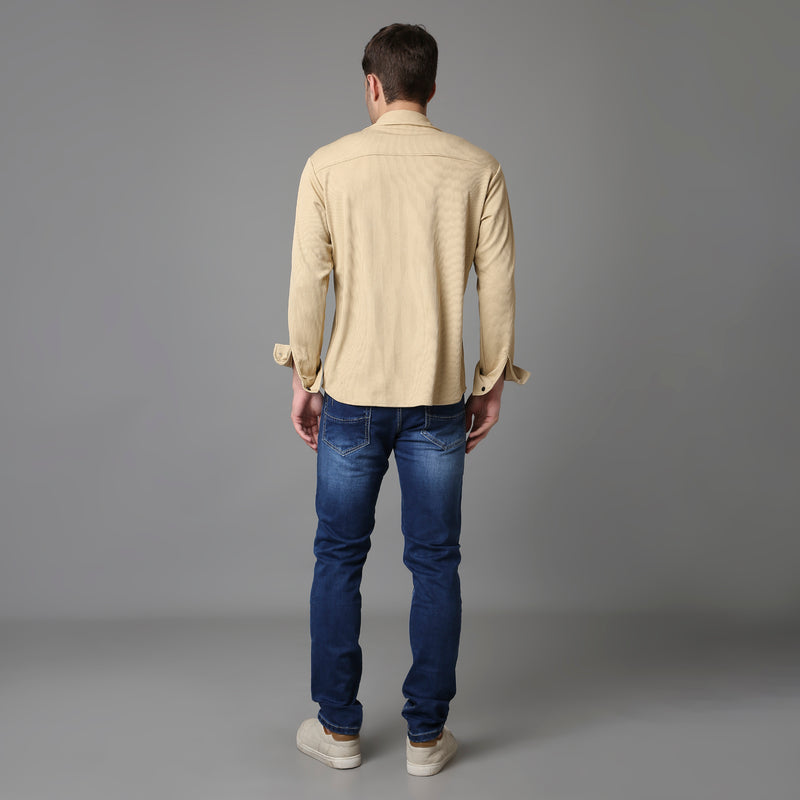 Solid Pattern Low Crotch Fit Jeans