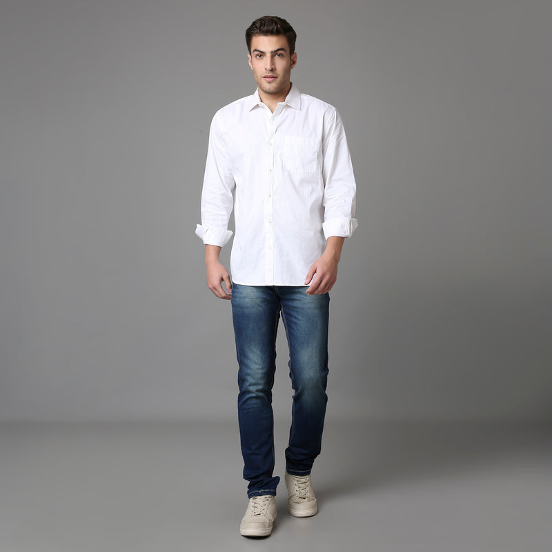 Solid Pattern Low Crotch Fit Jeans