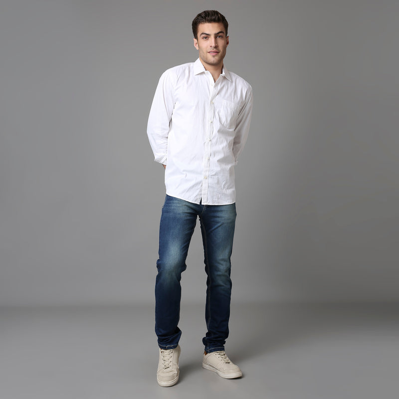 Solid Pattern Low Crotch Fit Jeans