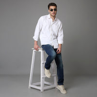 Solid Pattern Low Crotch Fit Jeans