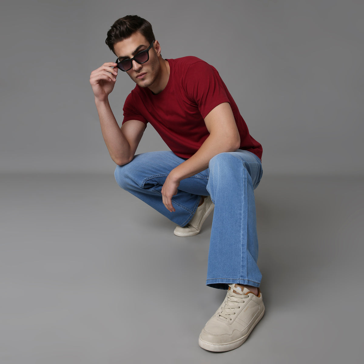 Men Baggy Fit Jeans High Rise