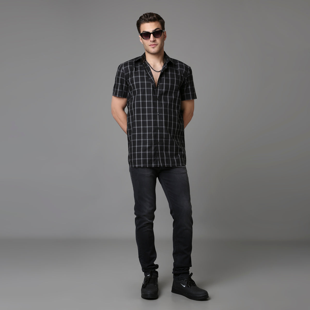 Solid Pattern Low Crotch Fit Jeans
