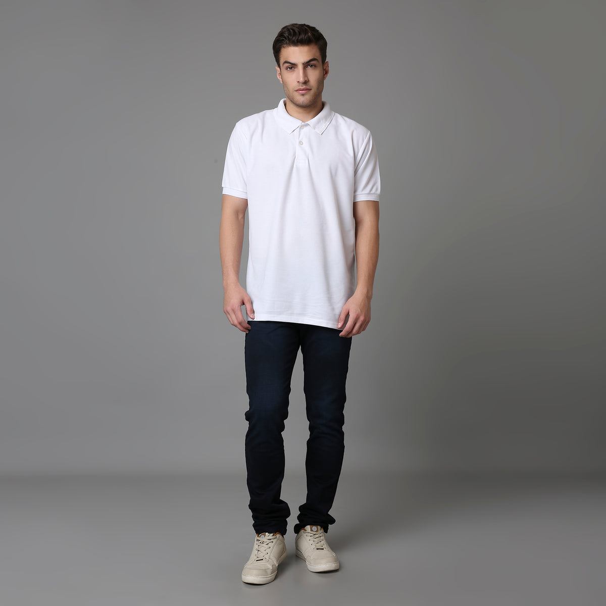 Solid Pattern Low Crotch Fit Jeans