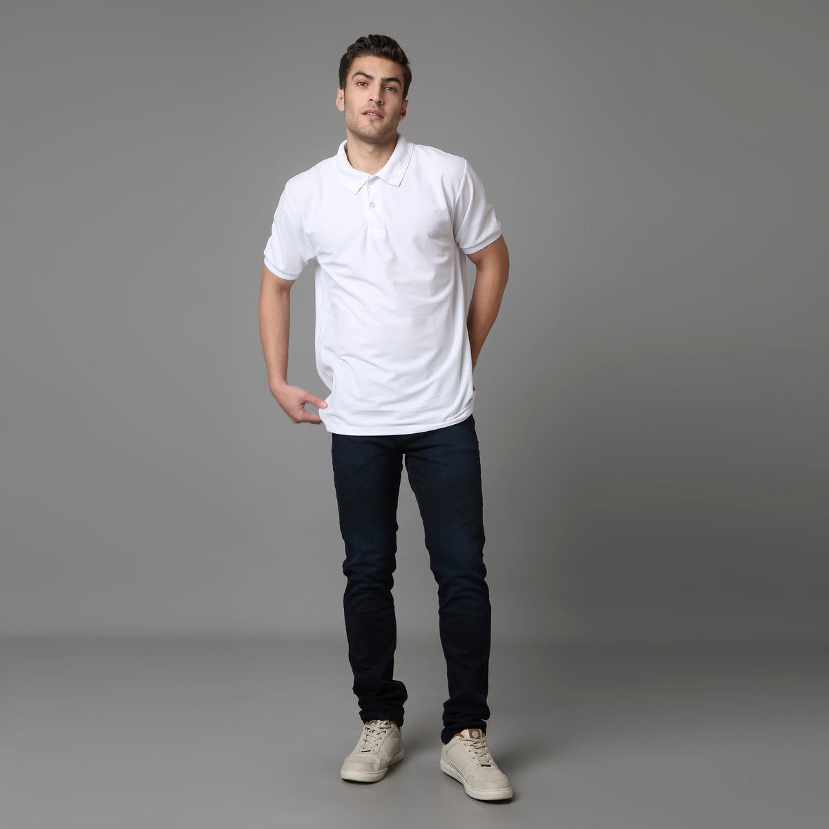 Solid Pattern Low Crotch Fit Jeans