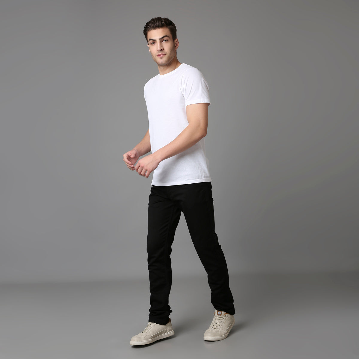 Solid Pattern Low Crotch Fit Jeans