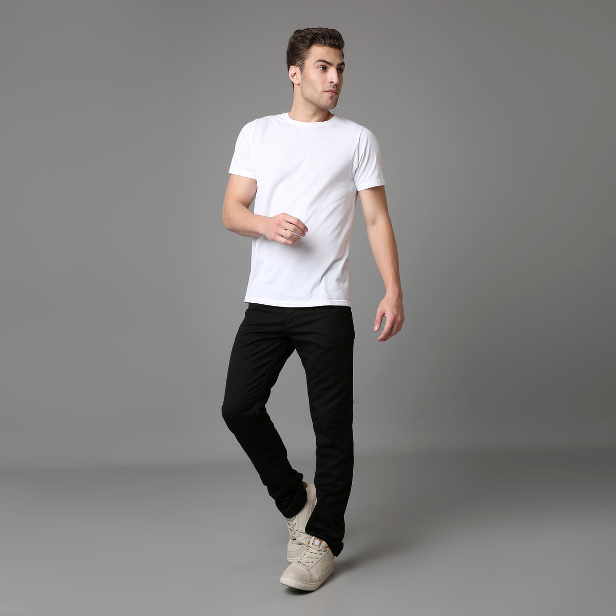 Solid Pattern Low Crotch Fit Jeans
