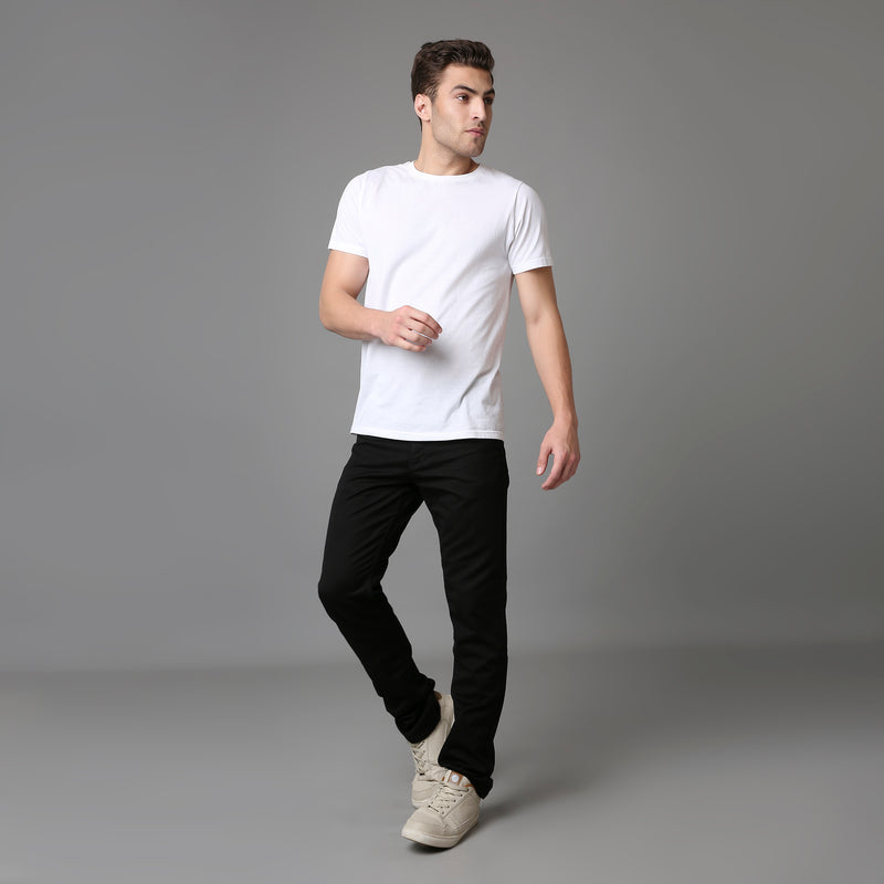 Solid Pattern Low Crotch Fit Jeans