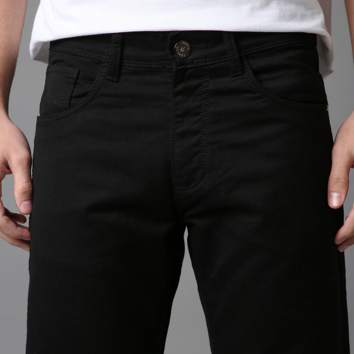 Solid Pattern Low Crotch Fit Jeans