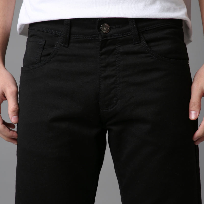 Solid Pattern Low Crotch Fit Jeans