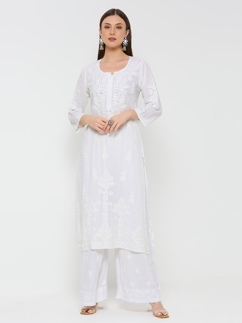 Fenal Chikankari Modal Straight Kurta