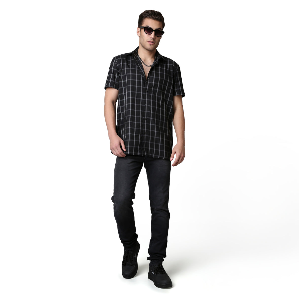 Solid Pattern Low Crotch Fit Jeans