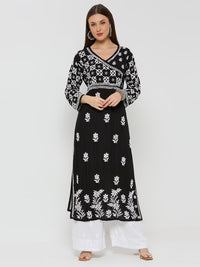Kashish Chikankari Modal Straight Kurta - Black