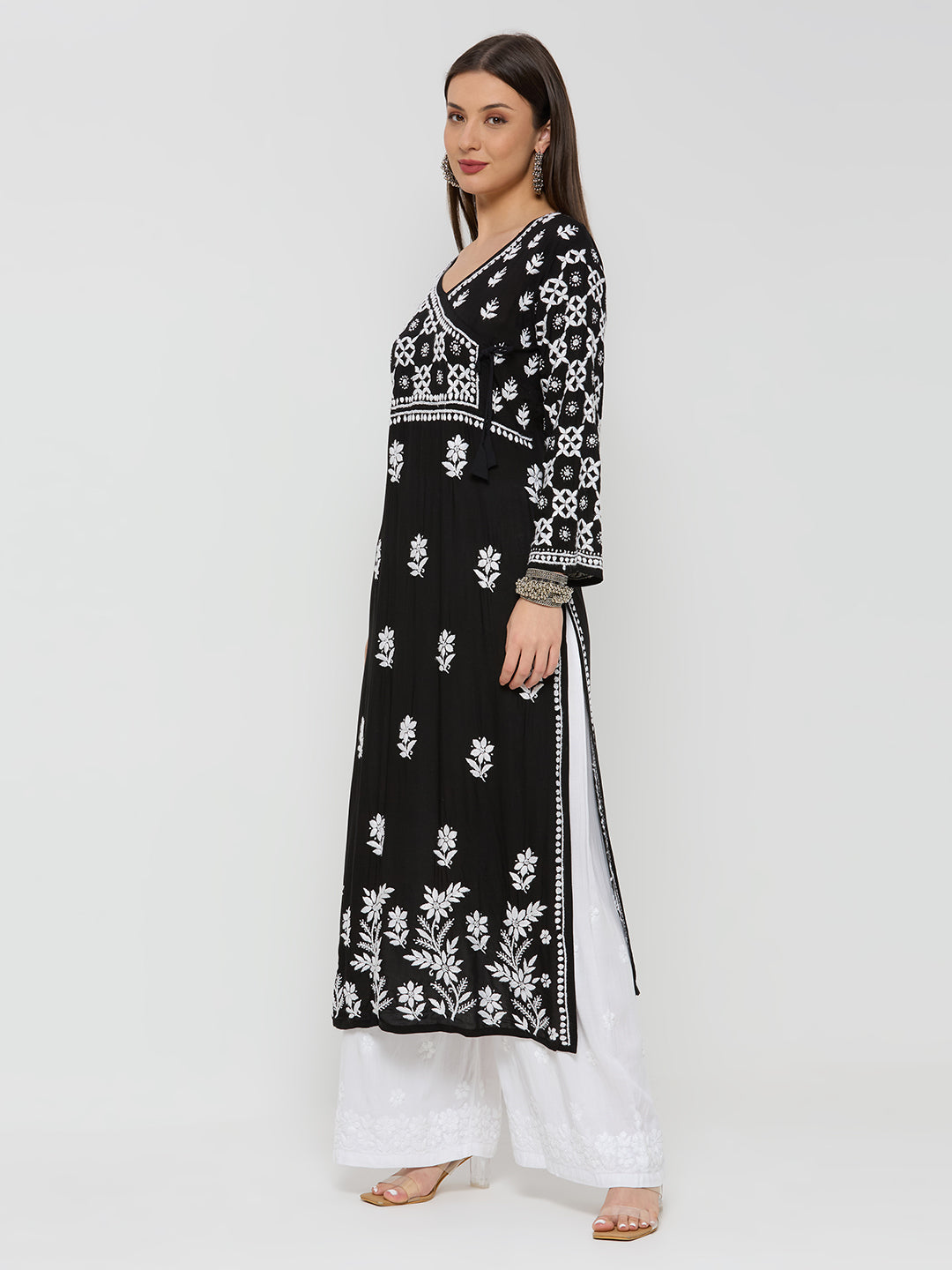 Kashish Chikankari Modal Straight Kurta - Black