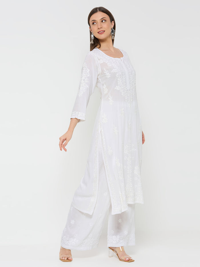 Fenal Chikankari Modal Straight Kurta