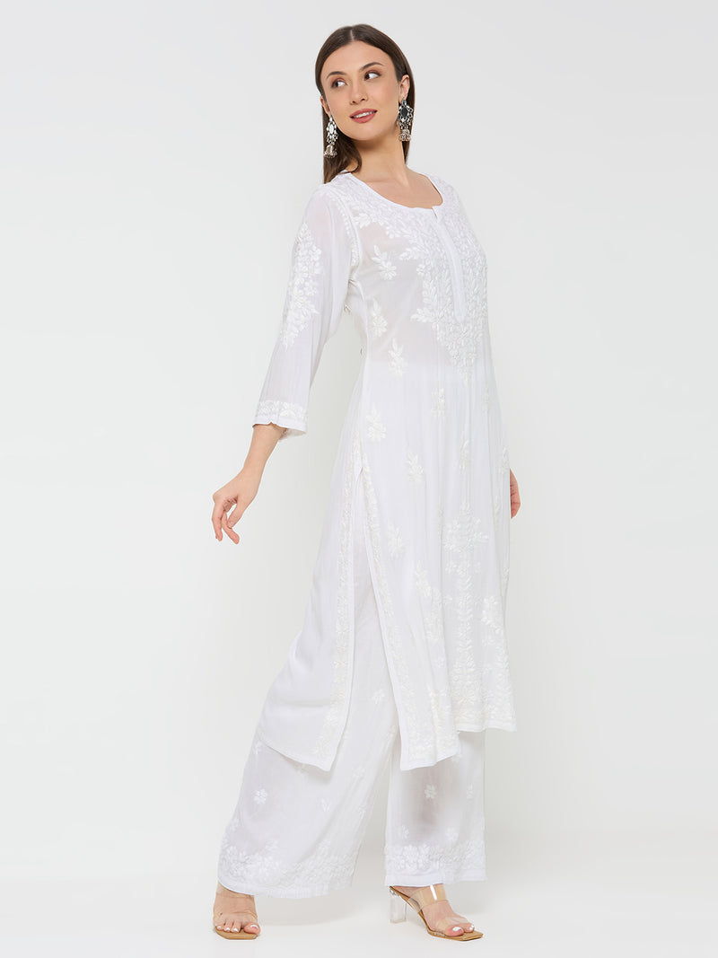 Fenal Chikankari Modal Straight Kurta
