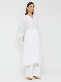 Mul Cotton Chikankari Solid Women's Long Kurta