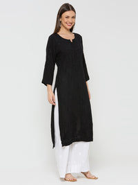 Modal Straight Women Chikankari Kurta - Black