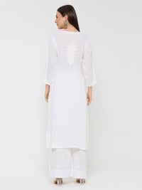 Fenal Chikankari Modal Straight Kurta - White