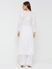 Mul Cotton Chikankari Solid Women's Long Kurta