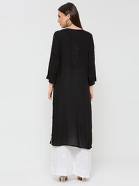 Modal Straight Women Chikankari Kurta - Black