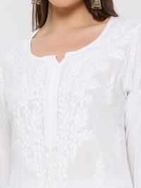 Fenal Chikankari Modal Straight Kurta - White