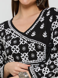 Kashish Chikankari Modal Straight Kurta - Black