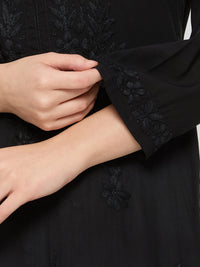Modal Straight Women Chikankari Kurta - Black