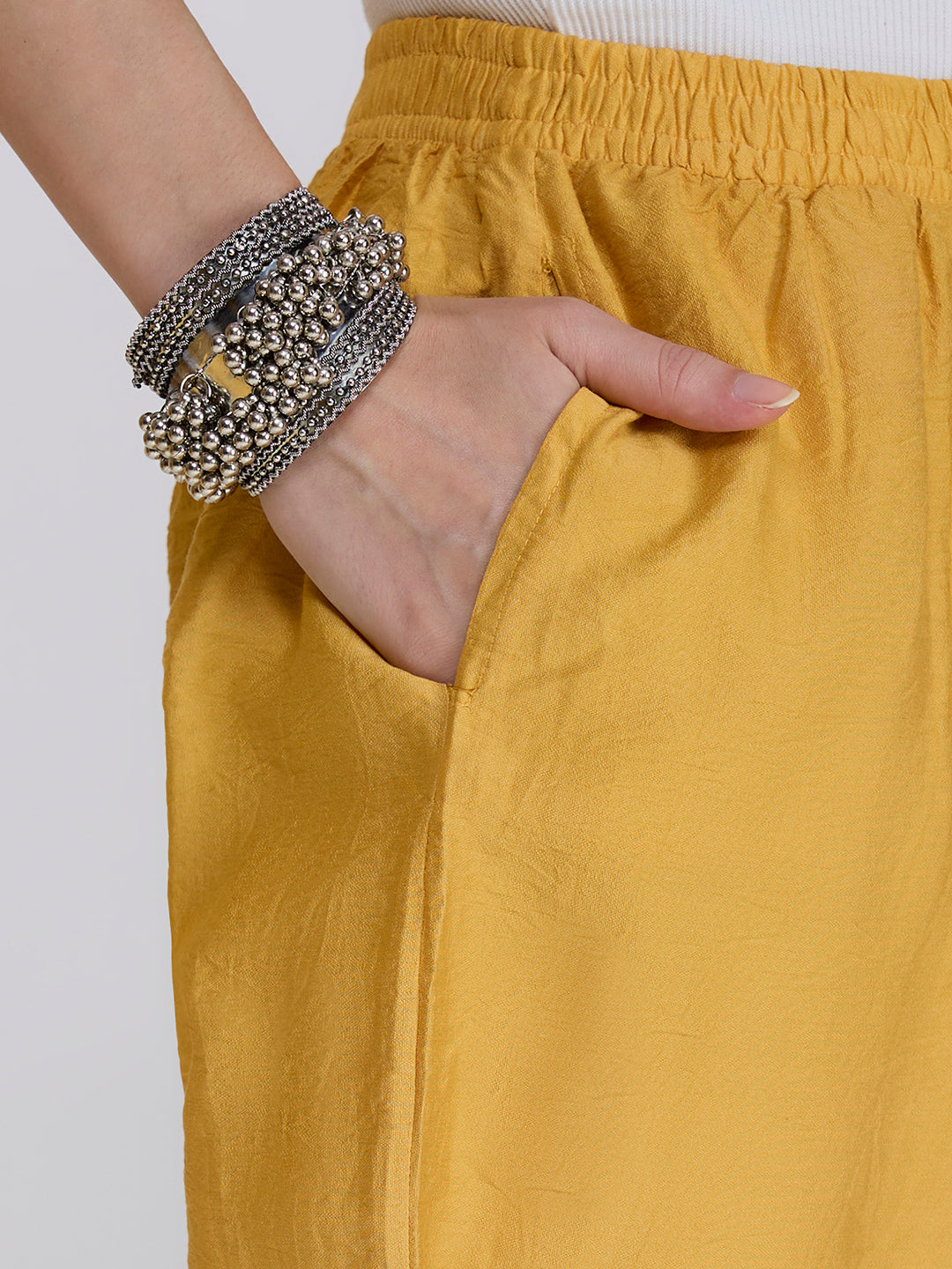 Chanderi Cordset Chikankari - Mustard