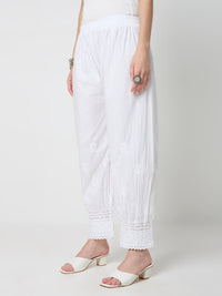Afghani Chikankari Solid Women's Palazzo - White
