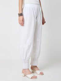 Afghani Chikankari Solid Women's Palazzo - White