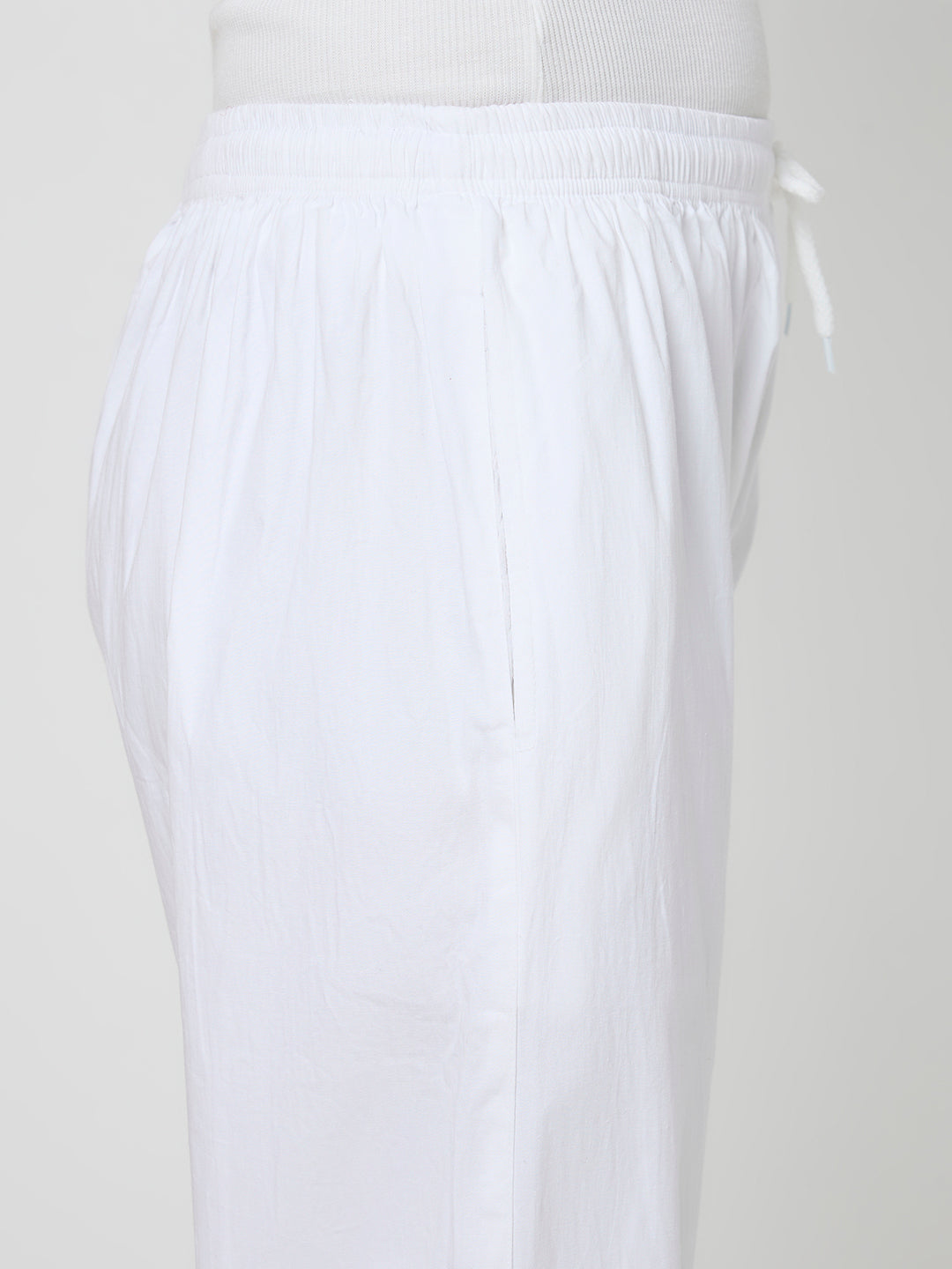 Rayon Chikankari Solid Women's Palazzo - White