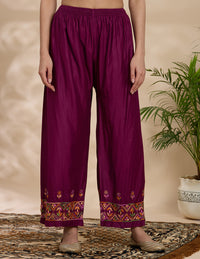 Chikankari Chanderi Women's  Straight Kurta Set - Purple